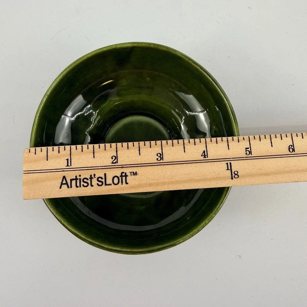 DeForest of California Green Drip Glaze Covered Pedestal Candy Dish w Lid